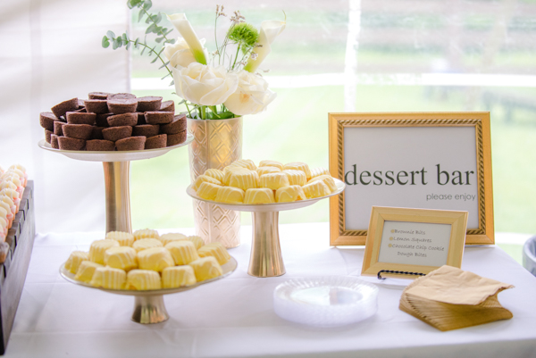 dessert bar sign and lemon and brownie bites at fawn hollow acres